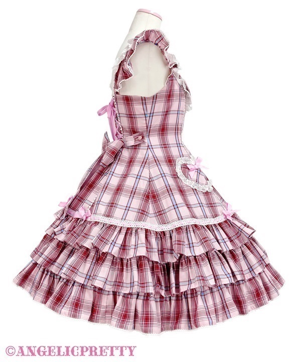 Cute Heart Jumperskirt (Tartan) - Pink [252J08-020679-pkT