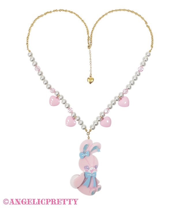 Cute Lyrical Bunny Necklace - Pink