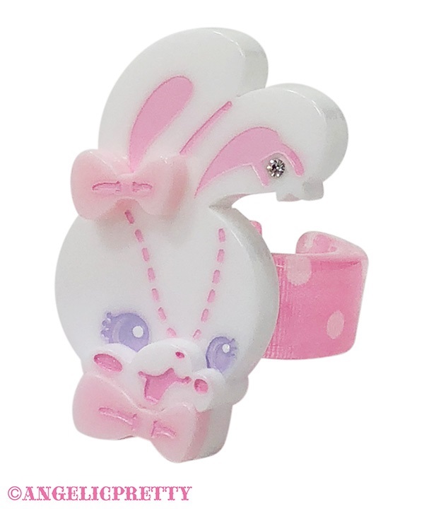 Cute Lyrical Bunny Ring - White