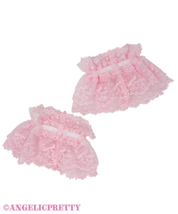 Cute Ribbon Wristcuffs - White x Pink