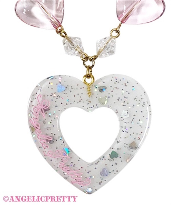 Decoration Heart Necklace - White - Click Image to Close