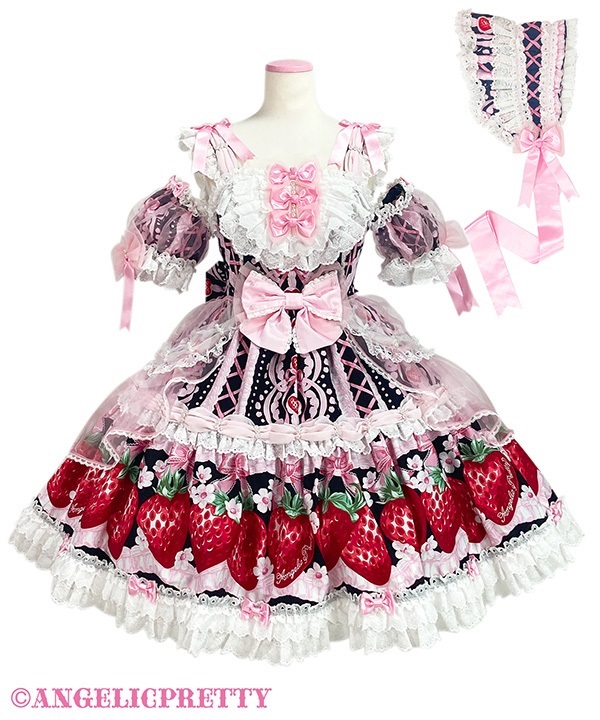 Decoration Strawberry Dress Set - Black