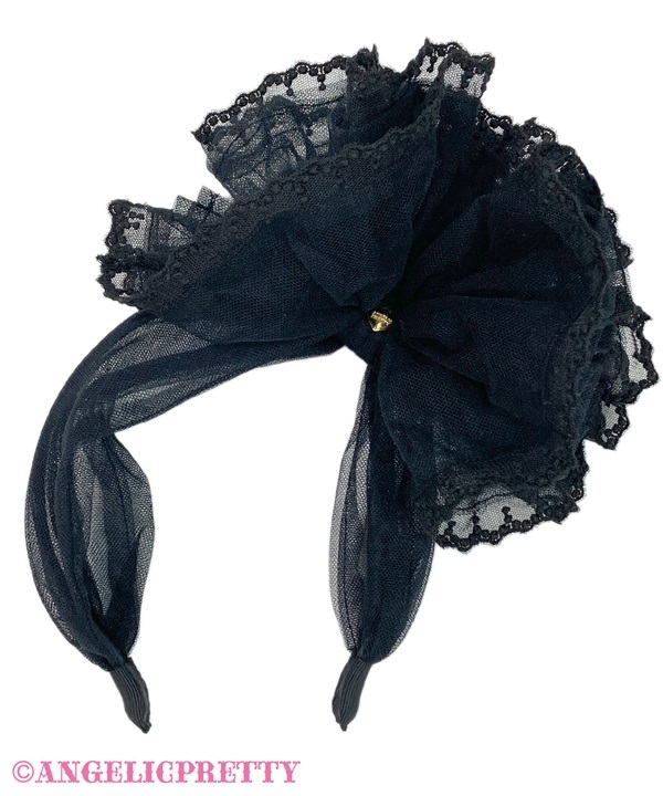 Decoration Tulle Headbow - Black
