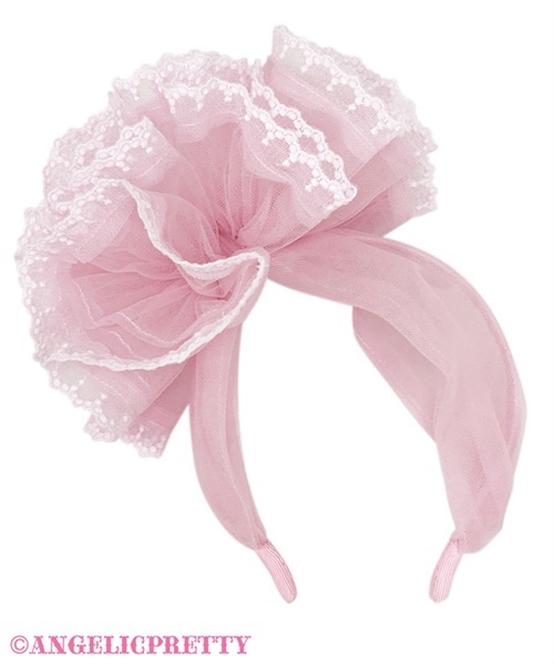 Decoration Tulle Headbow - Black - Click Image to Close