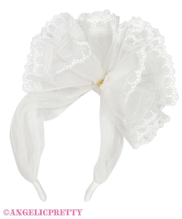 Decoration Tulle Headbow - White - Click Image to Close