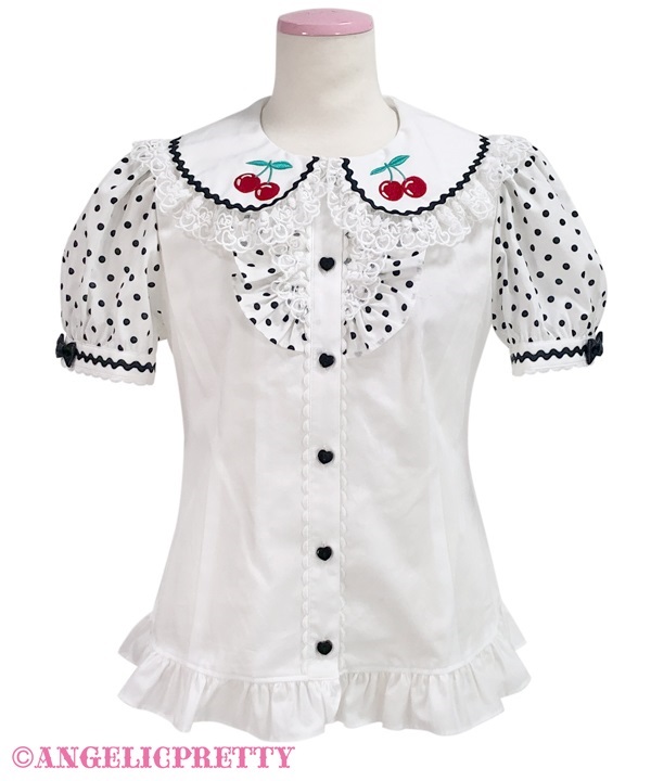 Delicious Cherry Blouse (Polka Dot) - Black