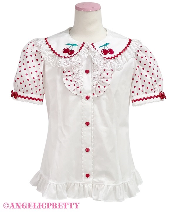 Delicious Cherry Blouse (Polka Dot) - Red