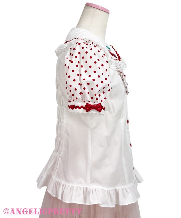 Delicious Cherry Blouse (Polka Dot) - Red
