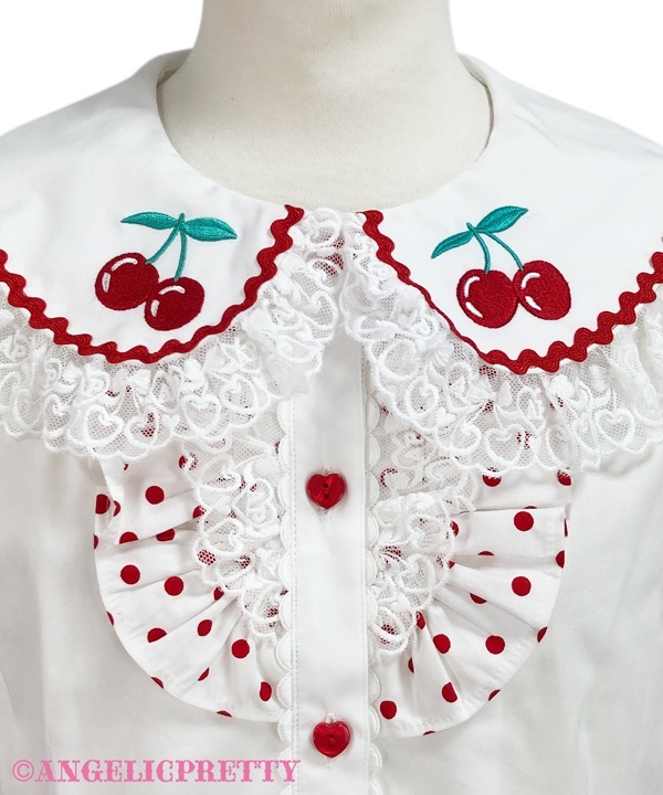 Delicious Cherry Blouse (Polka Dot) - Red
