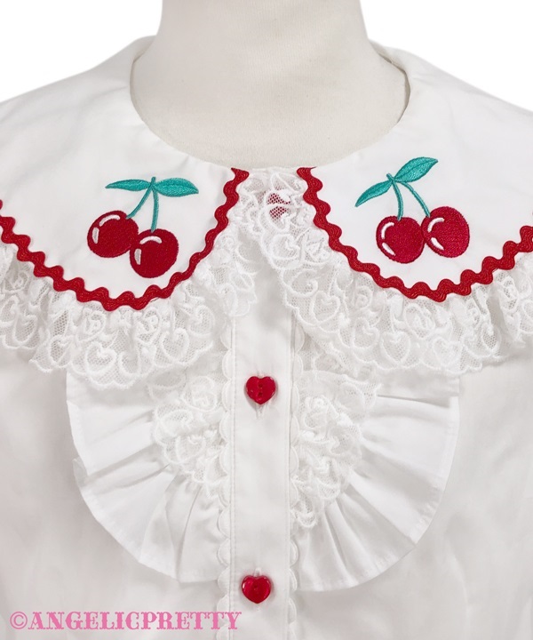 Delicious Cherry Blouse - White - Click Image to Close