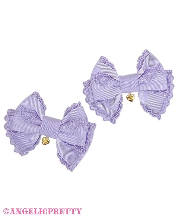 Dolce Heart Ribbon Clip Set - Lavender