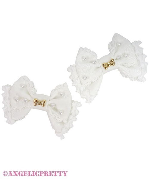 Dolce Pearl Ribbon Clip Set - White
