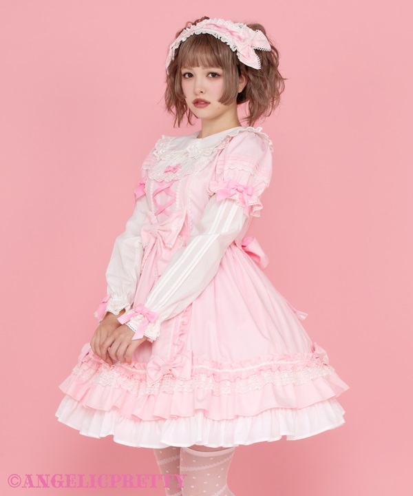 Angelic Pretty Dolly Girl 付け袖ワンピース+HD Dolly Girl Detachable Sleeve One Piece - Pink [252O07-030643-pk