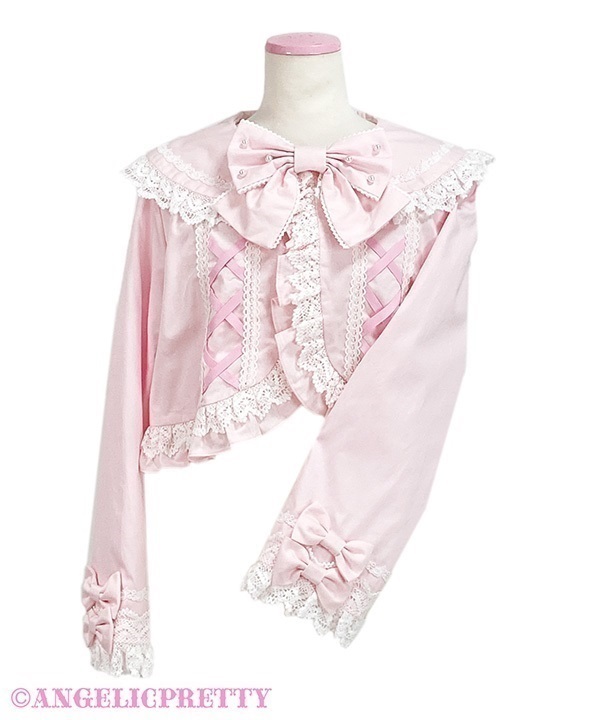 Dolly Lace Up Bolero - Pink