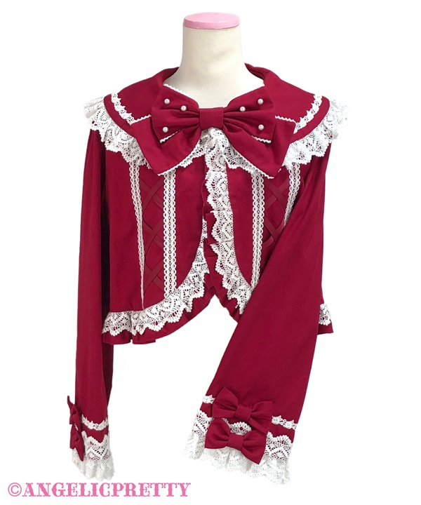 Dolly Lace Up Bolero - Wine