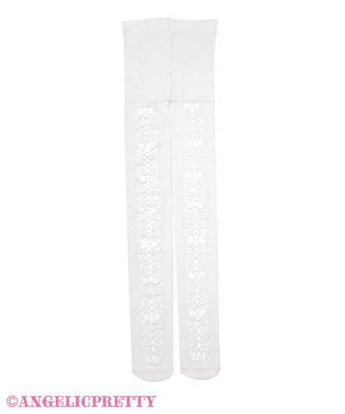 Dolly Lace Up Tights - White x White