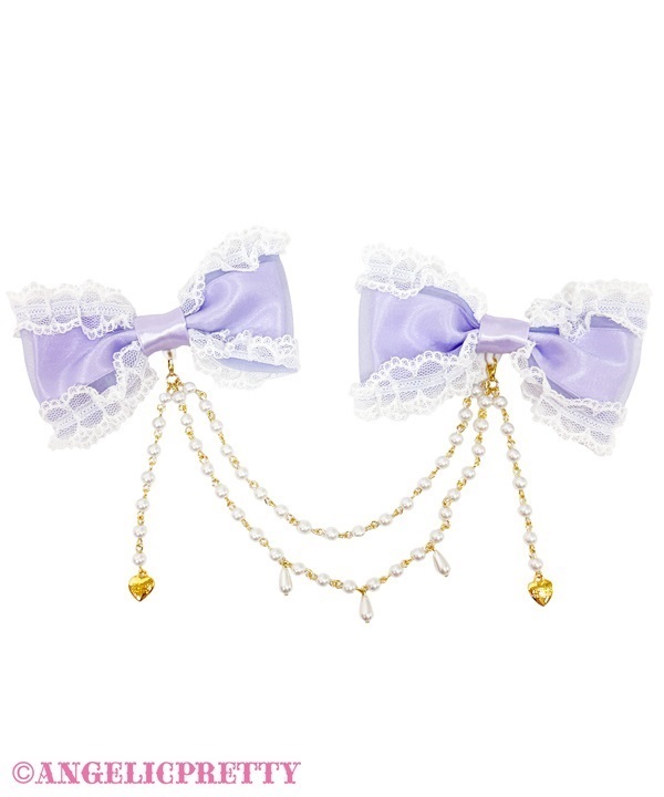 Dolly Pearl Ribbon Clip - Lavender
