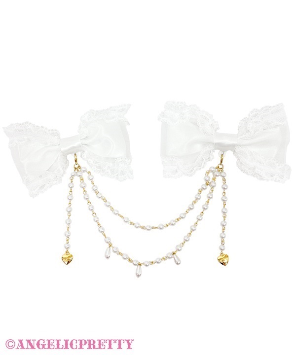 Dolly Pearl Ribbon Clip - White