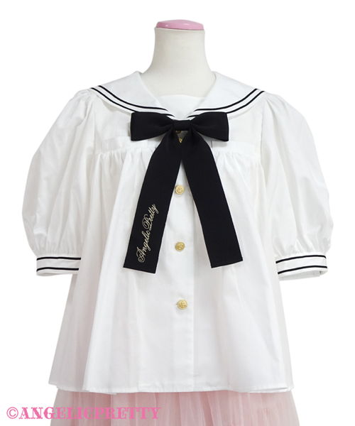 Dolly Sailor Blouse - White x Black