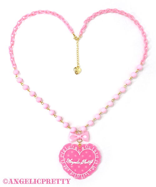 Dot Lovely Heart Cushion Necklace - Pink
