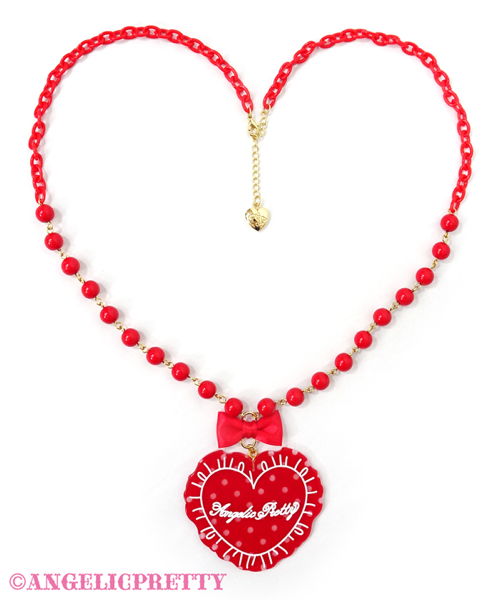Dot Lovely Heart Cushion Necklace - Red