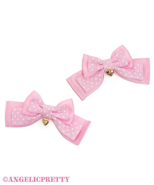 Dot Michelle Ribbon Clip Set - Pink