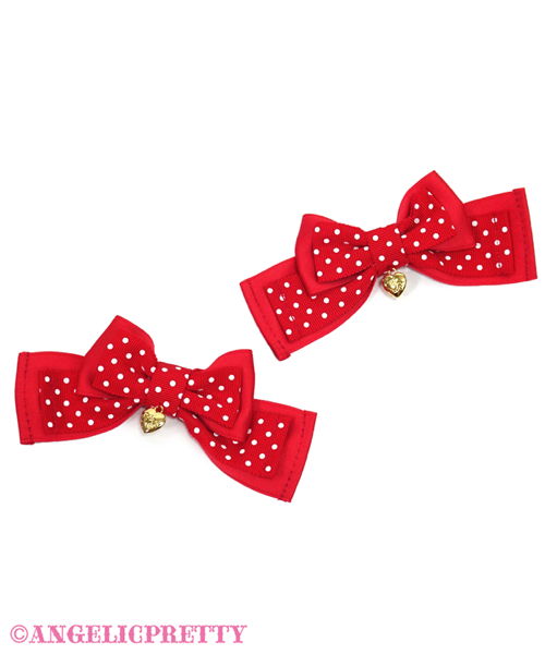 Dot Michelle Ribbon Clip Set - Red