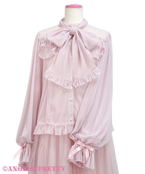 Dot Tulle Blouse - Pink