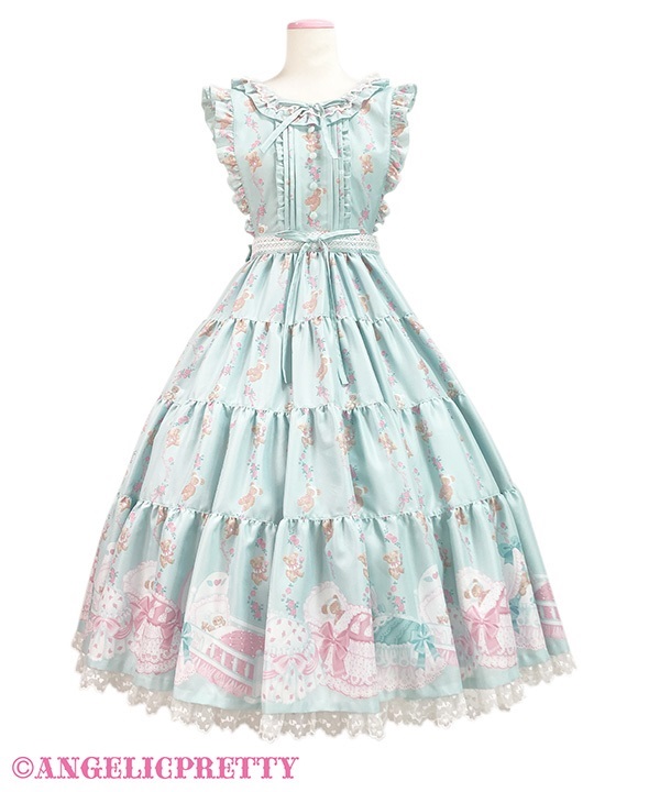 Dreaming Tiny Bear Apron Skirt - Mint