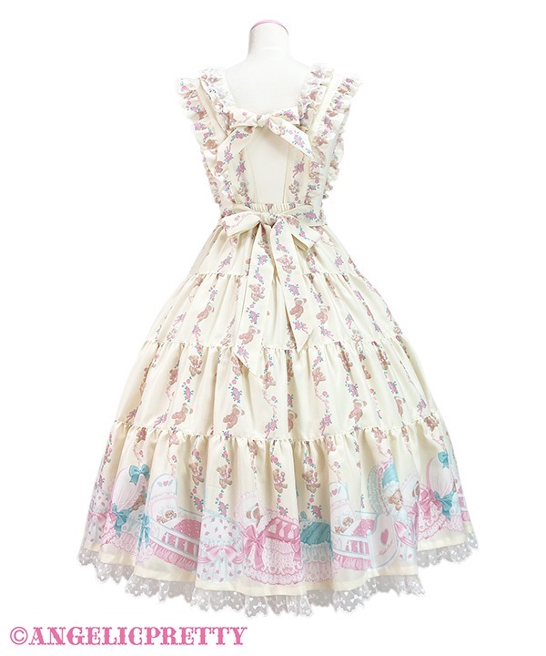 Dreaming Tiny Bear Apron Skirt - Pink