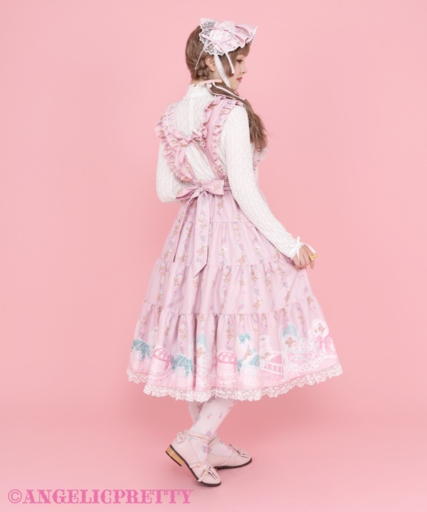 Dreaming Tiny Bear Apron Skirt - Pink