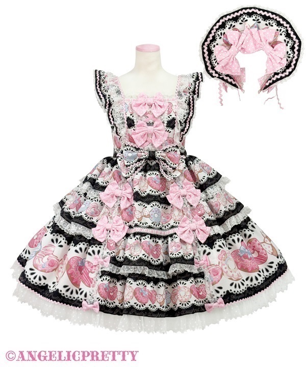 Dreamy Fancy Donut Tiered Jumperskirt Set - Black