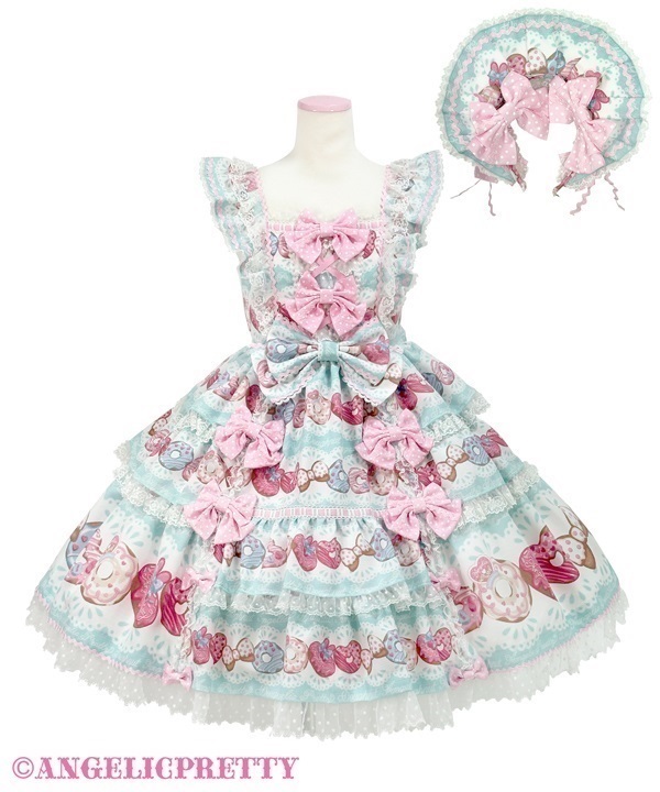Dreamy Fancy Donut Tiered Jumperskirt Set - Mint