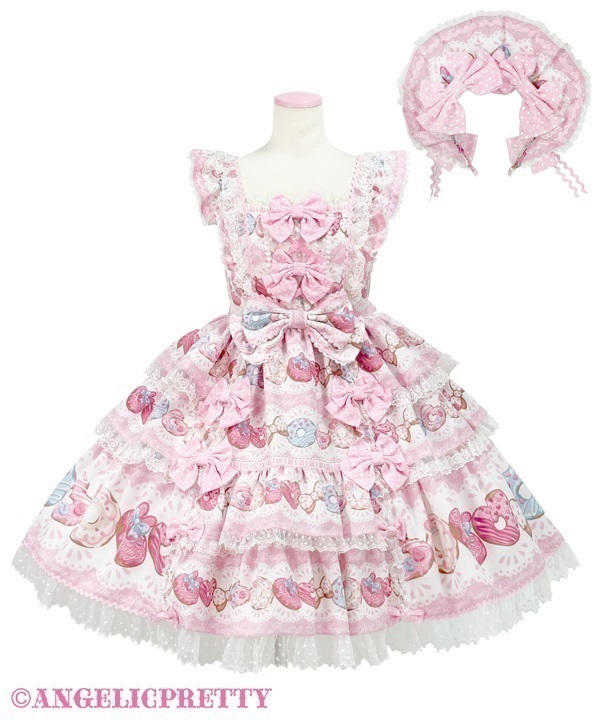 Dreamy Fancy Donut Tiered Jumperskirt Set - Pink