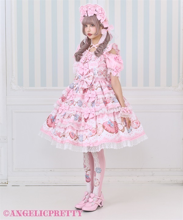 Dreamy Fancy Donut Tiered Jumperskirt Set - Pink [252PST10-210526