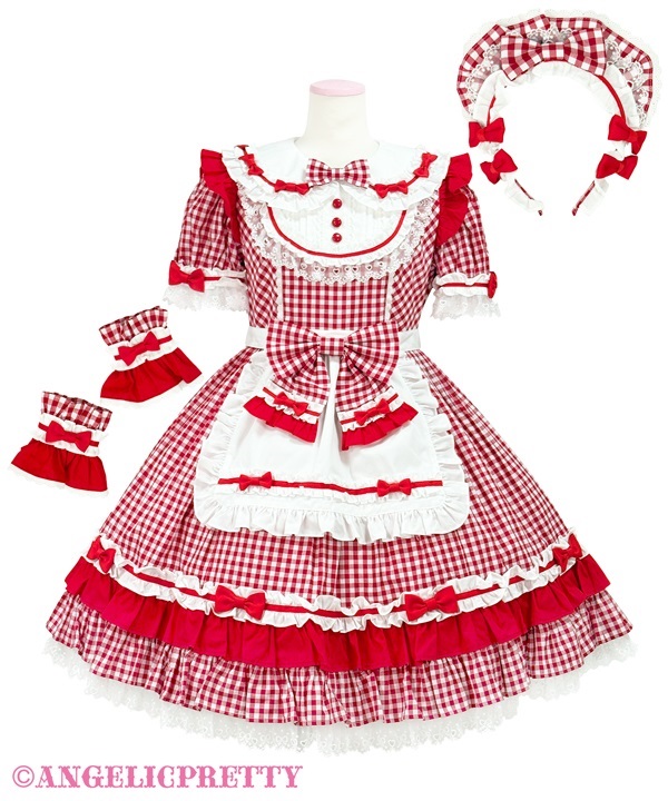 Dreamy Ribbon Cafe One Piece Set - Red