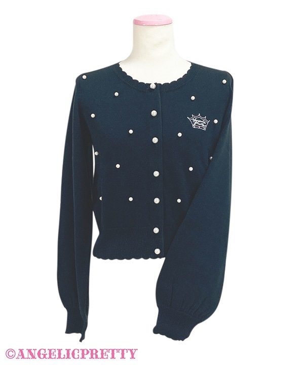 Dressy Pearl Knit Cardigan - Black