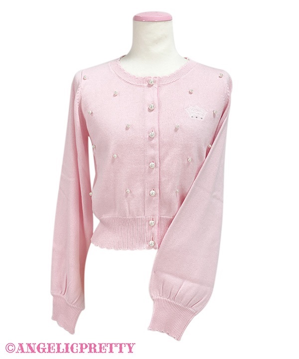 Dressy Pearl Knit Cardigan - Pink