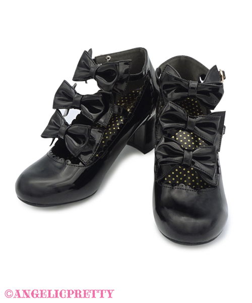 Enamel Chelsea Ribbon Shoes (S) - Black