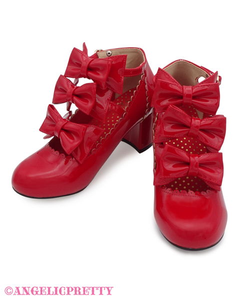 Enamel Chelsea Ribbon Shoes (M) - Red