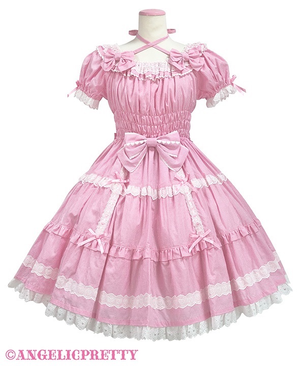 Eternal Doll Short Sleeve One Piece (Gingham) - Pink