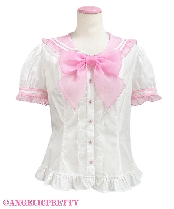Fairy Marine Blouse - White x Pink