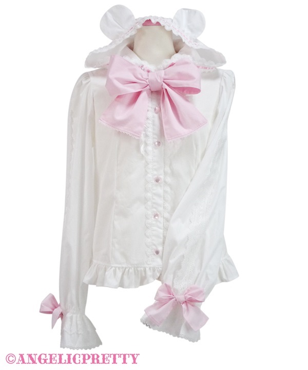 Fancy Bear Blouse - White x Pink