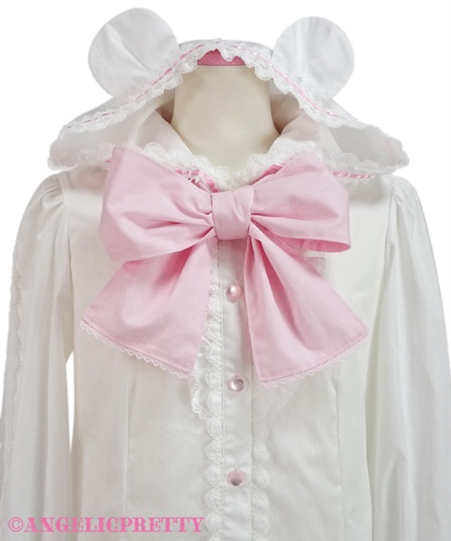 Fancy Bear Blouse - White x Pink