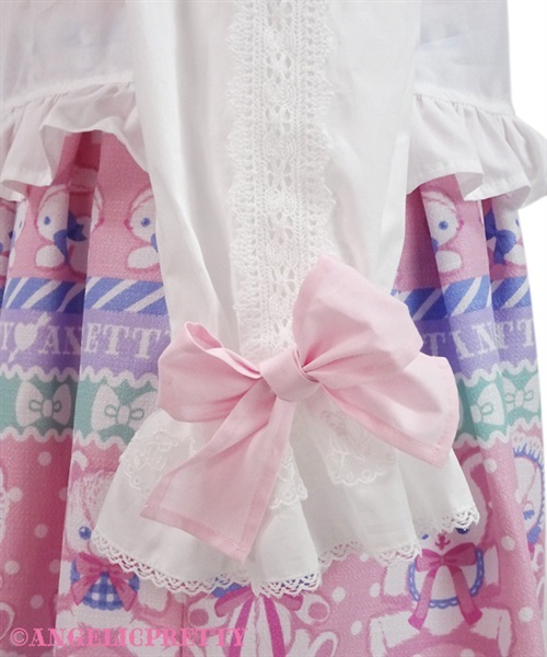Fancy Bear Blouse - White x Pink