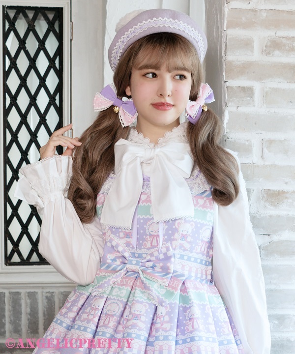 Fancy Bear Blouse - White x Pink