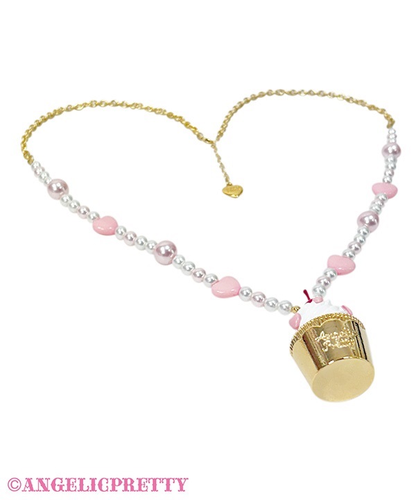 Fancy Cupcake Necklace - Pink - Click Image to Close
