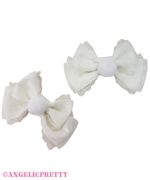 Fancy Snow Clip Set - White
