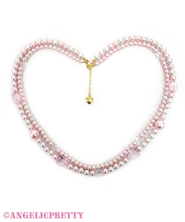 Fancy Twin Pearl Necklace - Pink