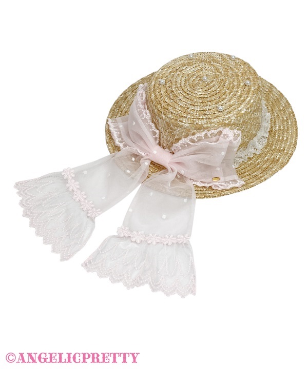 Flower Lace Straw Hat - Pink